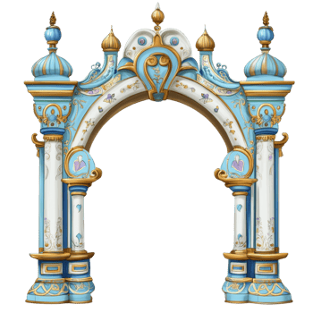 Ornate Blue and Gold Archway Design png