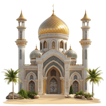 Elegant Mosque Architecture Desert Oasis Setting png