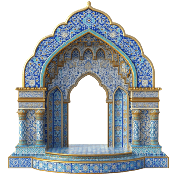 Ornate Blue and Gold Architectural Archway Structure png