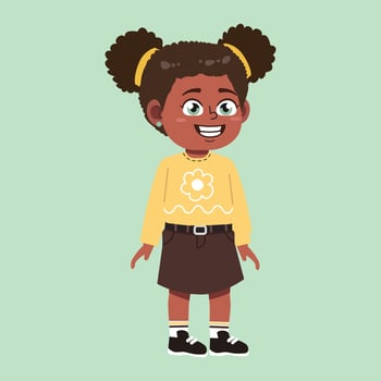 Cute African Black Girl with Afro Hair cartoon smile vector