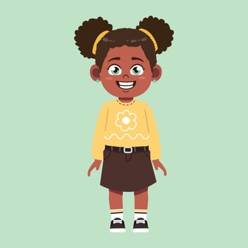 Cute African Black Girl with Afro Hair cartoon smile and Happy vector