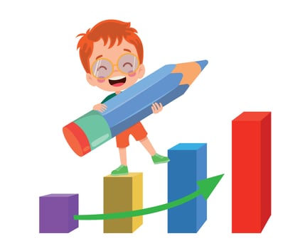 cute boy Showing Bar Graph Pro vector