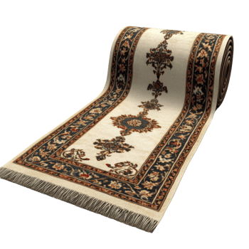 Rolled Oriental Rug With Intricate Floral Design png