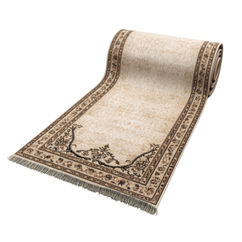 Rolled Beige Carpet with Intricate Floral Design png