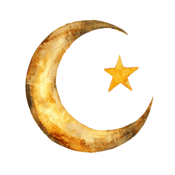 Watercolor Crescent Moon and Star Symbol png