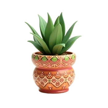 Vibrant Succulent in Ornate Pot Home Decor png