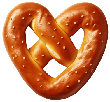 Fluffy pretzel twisted into a heart on a see-through background png