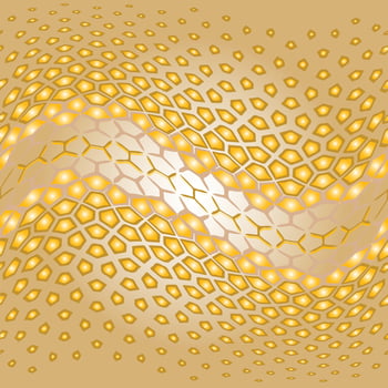 Elegant golden snakeskin texture with flowing waves and honeycomb details. Ideal for digital backgrounds, luxury branding, textiles, and modern decor. vector