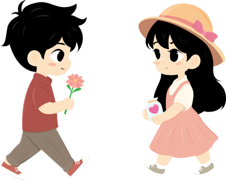 Boy and character Girl sweet love valentine wedding cartoon cute illustration png