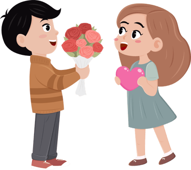 Boy and Girl gift love cartoon cute illustration design png