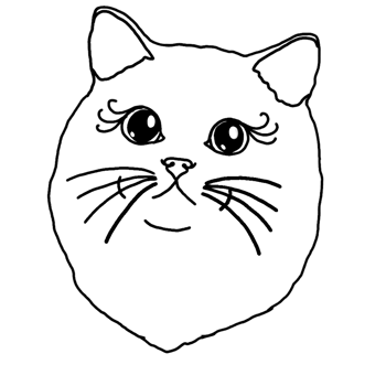 Fluffy Pretty Cat Drawing for Creative Coloring png