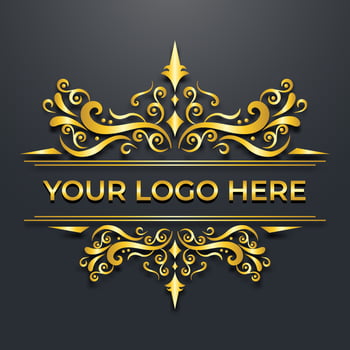 Vintage gold logos floral ornament black background vector