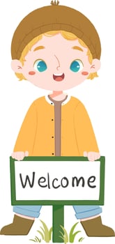Cute boy Hold a Sign vector
