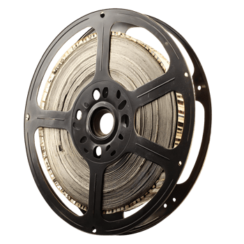 Iconic Film Reel Featuring Detailed Film Strips png