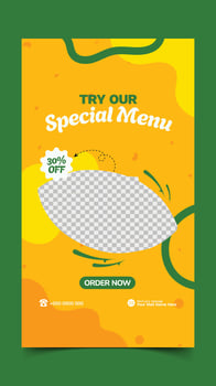 Fast food special menu social media story template vector