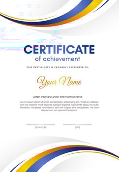 colorful abstract wave award certificate vector