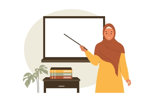 Muslim female teacher illustration vector