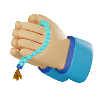 3D render, Prayer Hand with Beads for Ramadan, Icon Illustration png