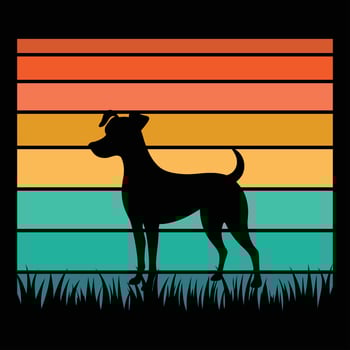 Jack Russell Terrier Dog with a Vintage Retro Sunset Stylish Illustration vector