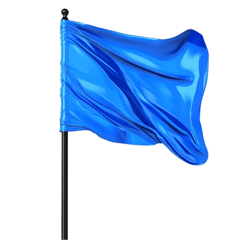 Waving Blue Flag on Metal Pole on Transparent Background png