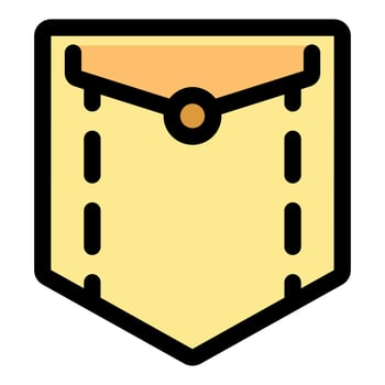 Yellow stitched pocket icon with button design vector