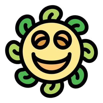 Happy sun smiling with green leaves around it vector