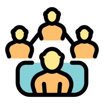 Team connecting with leader, effective teamwork and collaboration in business vector
