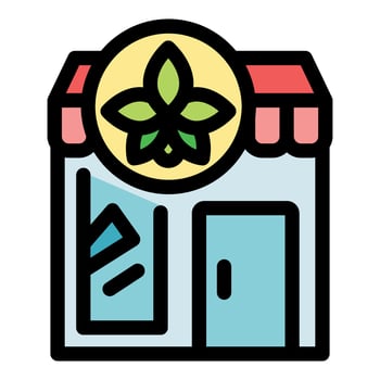 Marijuana dispensary building storefront selling cannabis products vector
