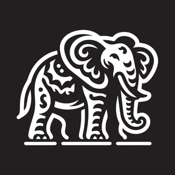 Ornate Elephant Head Design in a Circular Mandala. vector