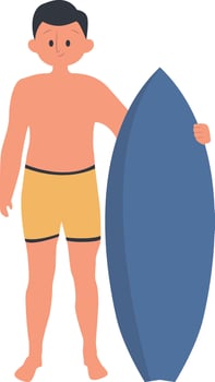 Illustration of Man Beach with Surfboard. vector