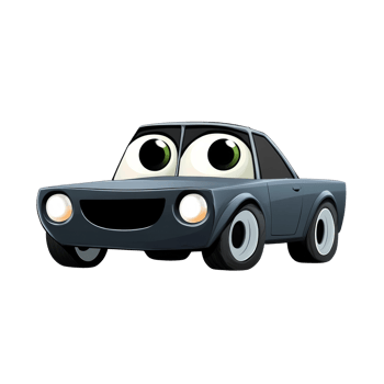 A happy cartoon car smiles cheerfully png