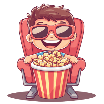 Happy Boy Enjoys Popcorn At The Cinema png