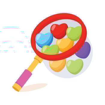 A heart catcher grabbing colorful hearts, symbolizing love and romance. vector