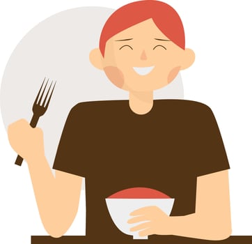 People Eating Food in Cartoon Design vector