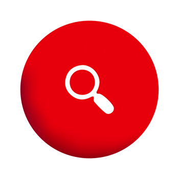 A red circle with a magnifying glass icon png