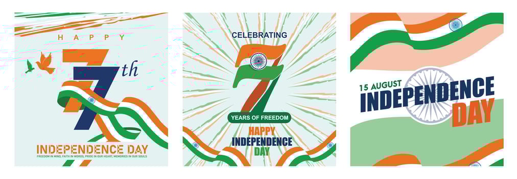 Indian Independence Day celebration design with the tricolor and festive elements. vector
