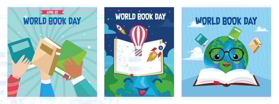 Creative illustrations celebrating World Book Day and the joy of reading. vector