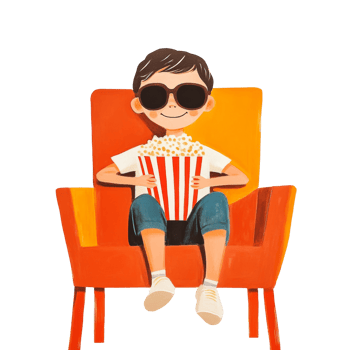 Boy Enjoying Popcorn In A Comfortable Chair png