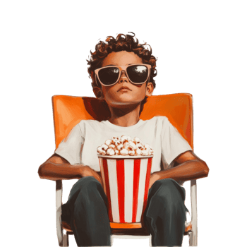 Young Boy Enjoys Popcorn Movie Snack png