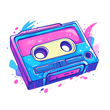 Vibrant Retro Cassette Tape Design Illustration png