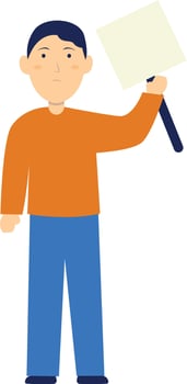 Person Holding Banner with Cartoon Design vector