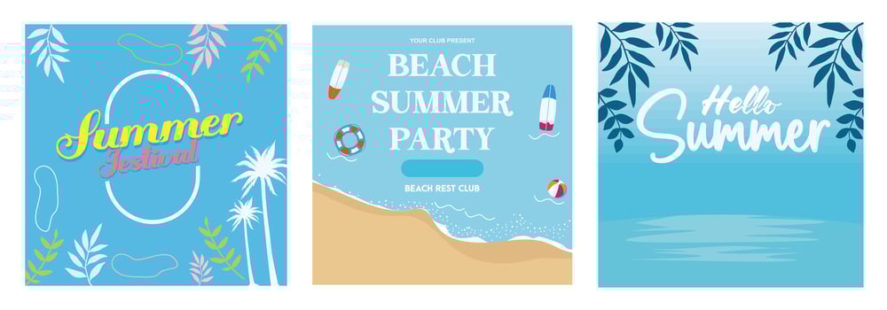 Summer party poster with tropical and beach theme. vector