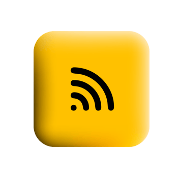 A yellow square button with a wifi icon png