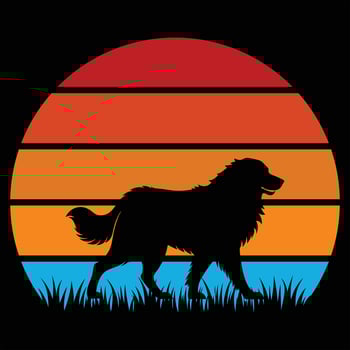 Leonberger Dog Retro Sunset and Silhouette Art vector