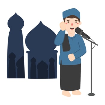 Muslim man doing the call to prayer vector
