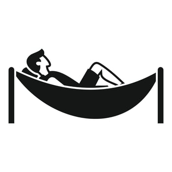 Man relaxing in hammock, enjoying peaceful rest outdoors vector