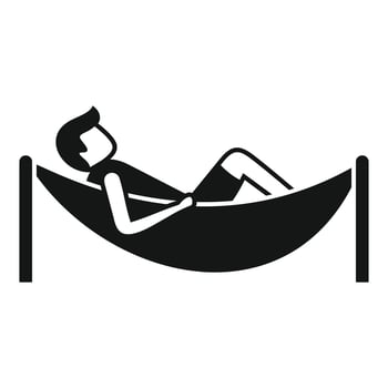 A man is laying in a hammock on a white background vector