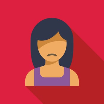 Sad young woman showing displeasure with frowning expression on red background vector
