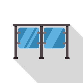 Glass balcony with metal railing and long shadow vector