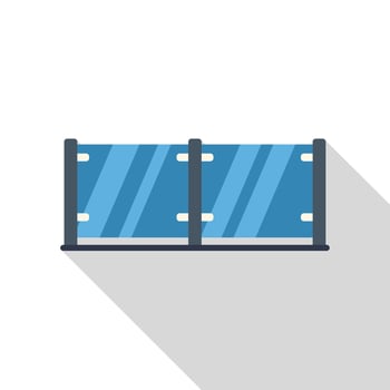 Glass fence protecting balcony or terrace with long shadow vector
